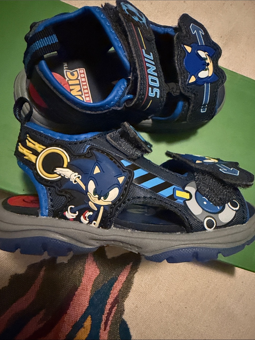 Blue Baby Sonic Sandals with Hook-and-Loop Straps